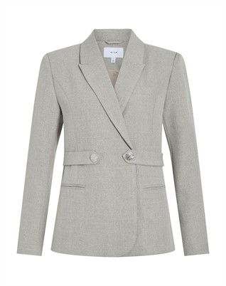 ViVilla Belted Blazer - Grey Melange 